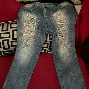 Ashley Stewart Women very stylish embellished, distressed jeans